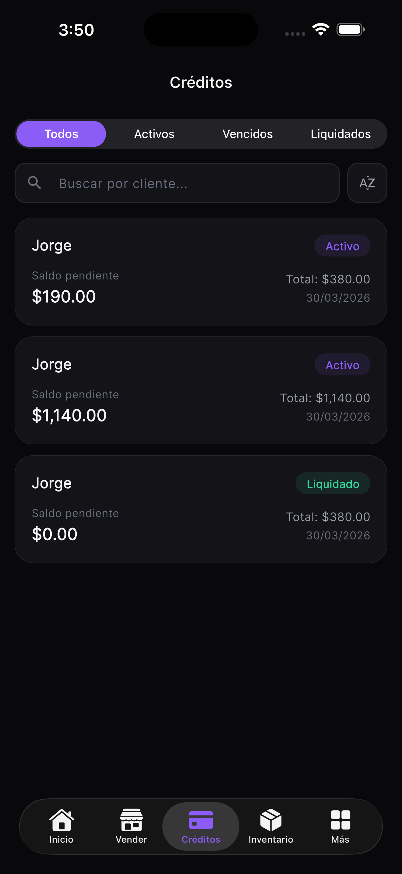 Gestión de ventas a crédito y abonos pendientes